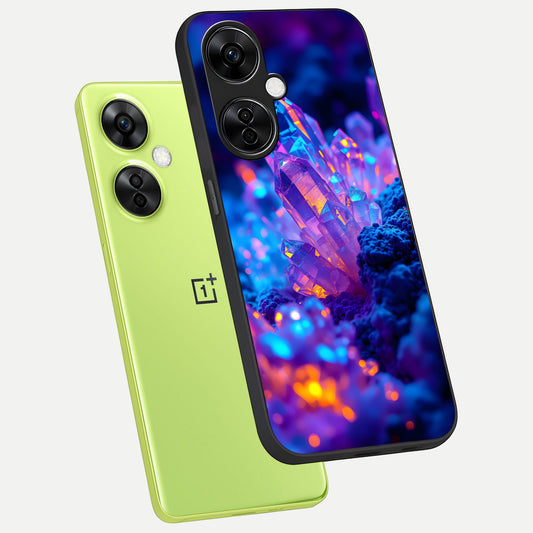 Neon Aura Shards phone case For Oneplus Nord CE3 Lite showing premium glass back cover with detailed artwork