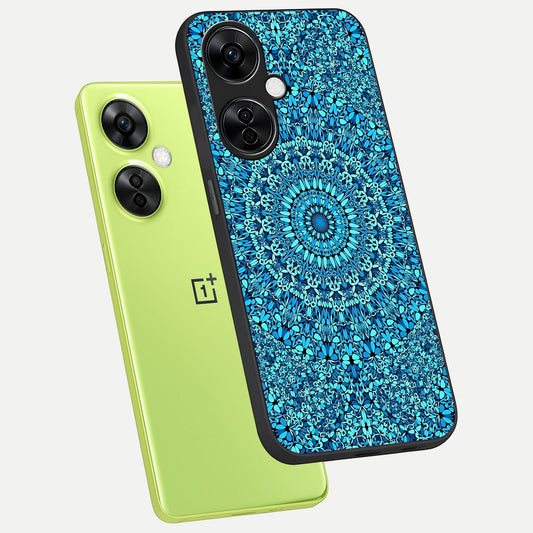 Ocean Bloom Mandala phone case For Oneplus Nord CE3 Lite showing premium glass back cover with detailed artwork