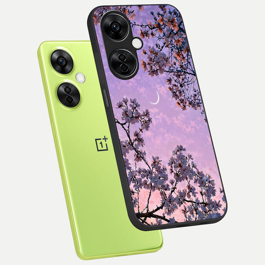 Purple Serenity Moon phone case For Oneplus Nord CE3 Lite showing premium glass back cover with detailed artwork