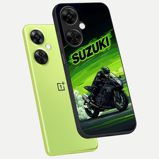 Suzuki Speed Beast phone case For Oneplus Nord CE3 Lite showing premium glass back cover with detailed artwork
