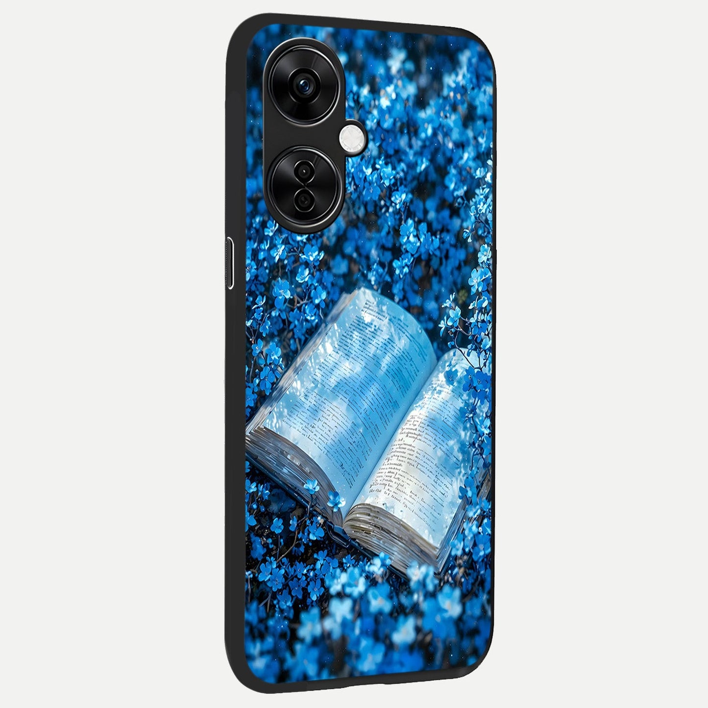 Blue Bloom Tales back cover For Oneplus Nord CE3 Lite slim fit glass case with vibrant aesthetic design