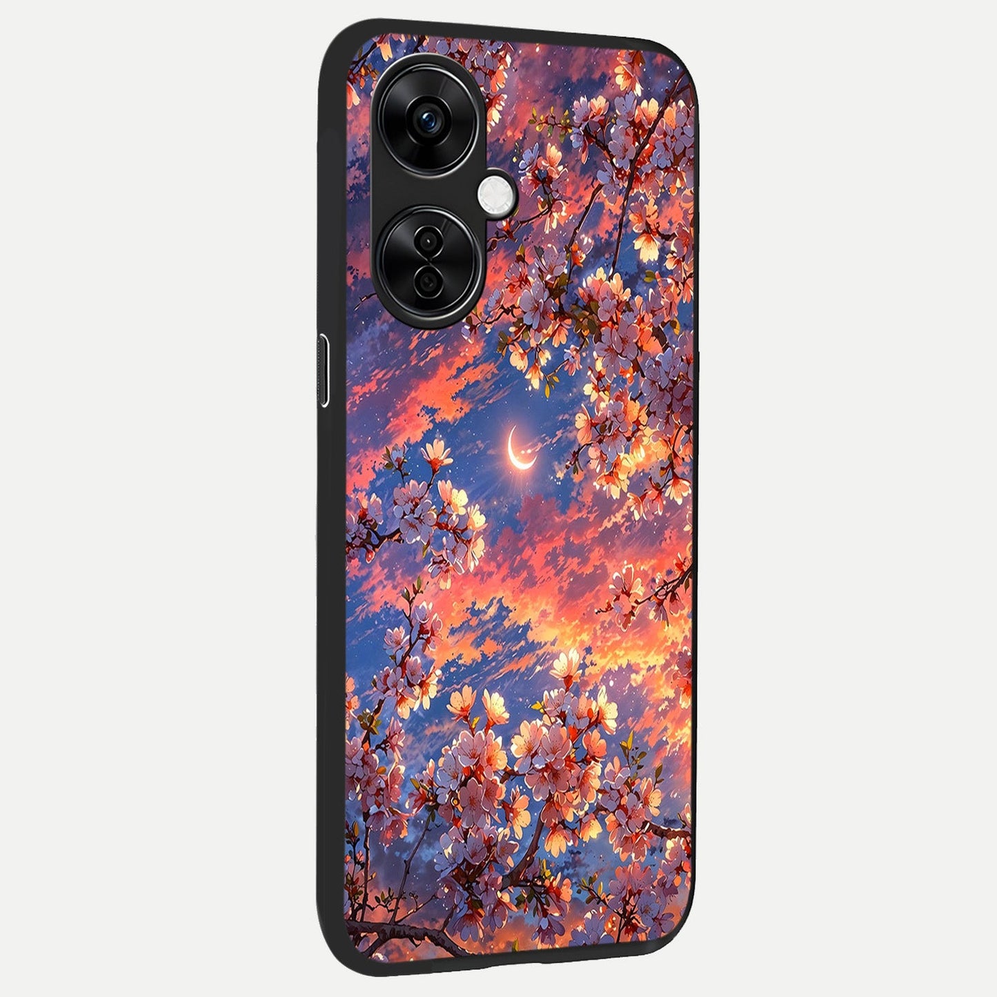 Celestial Sakura Sunset back cover For Oneplus Nord CE3 Lite slim fit glass case with vibrant aesthetic design