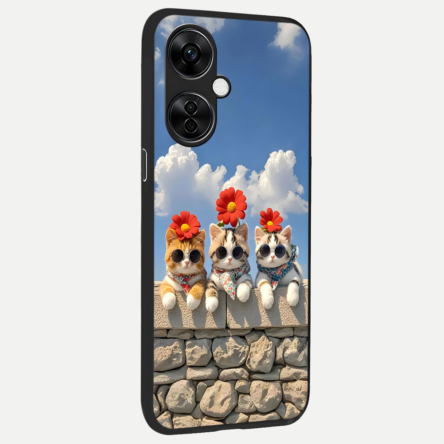 Floral Kitty Squad back cover For Oneplus Nord CE3 Lite slim fit glass case with vibrant aesthetic design