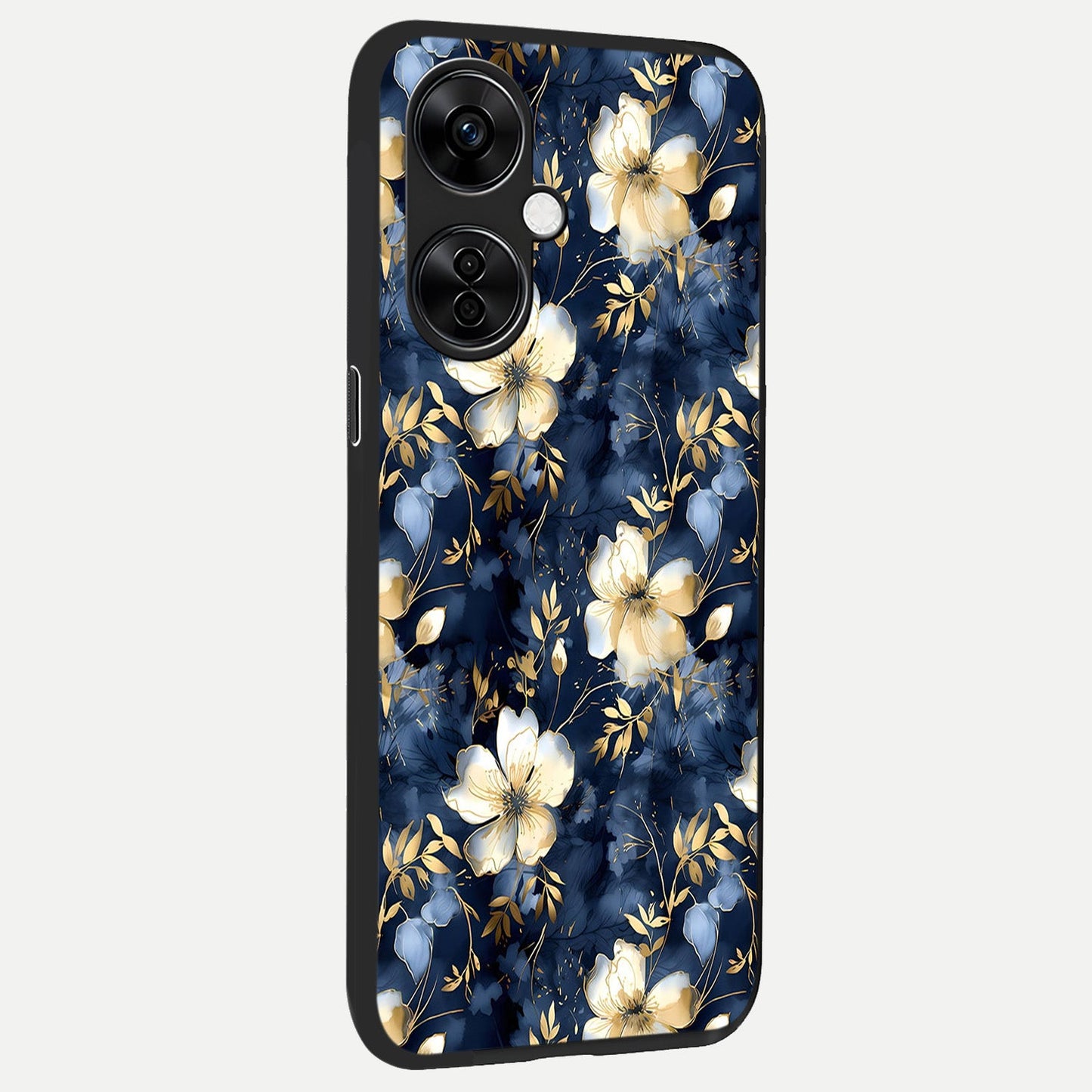 Golden Midnight Bloom back cover For Oneplus Nord CE3 Lite slim fit glass case with vibrant aesthetic design