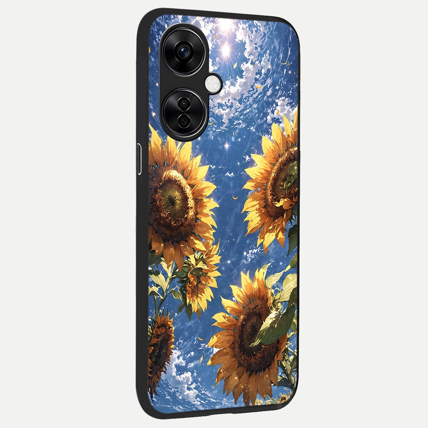 Heavenly Sunflower Rise back cover For Oneplus Nord CE3 Lite slim fit glass case with vibrant aesthetic design