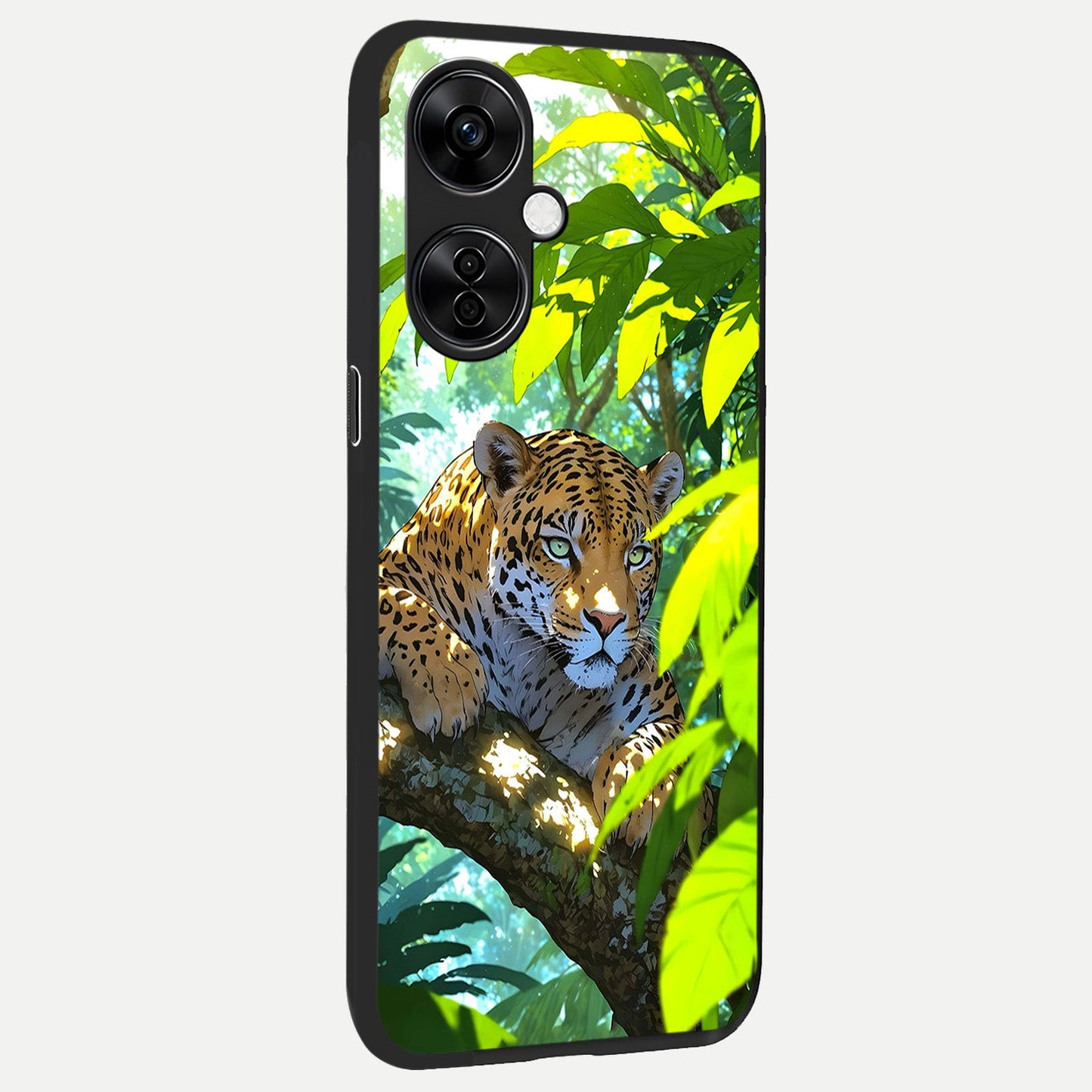 Leopard in Jungle back cover For Oneplus Nord CE3 Lite slim fit glass case with vibrant aesthetic design