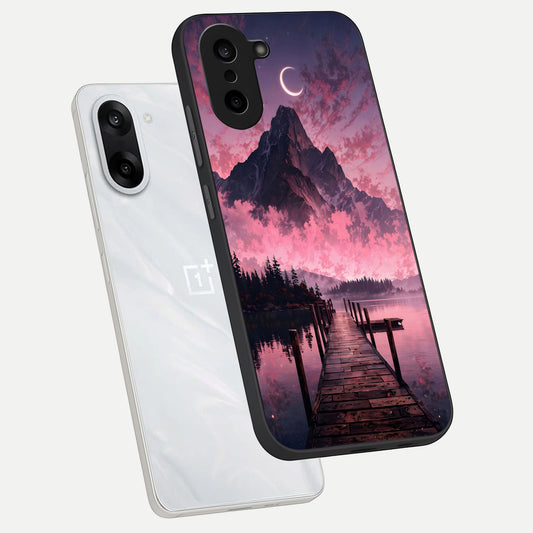 Beautiful Mountain View phone case For Oneplus Nord CE5 showing premium glass back cover with detailed artwork