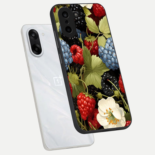 Berry Bloom Charm phone case For Oneplus Nord CE5 showing premium glass back cover with detailed artwork