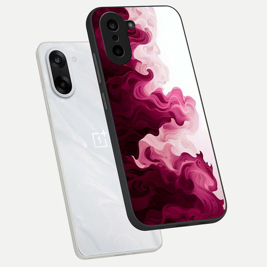 Crimson Wave Flow phone case For Oneplus Nord CE5 showing premium glass back cover with detailed artwork