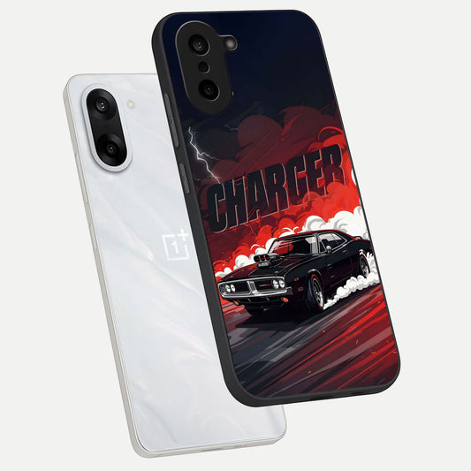 Dark Charger Fury phone case For Oneplus Nord CE5 showing premium glass back cover with detailed artwork