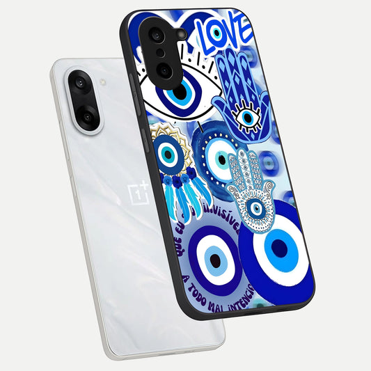 Evil Eyes Dream phone case For Oneplus Nord CE5 showing premium glass back cover with detailed artwork