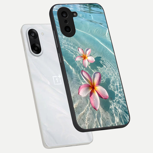 Floating Bloom Bliss phone case For Oneplus Nord CE5 showing premium glass back cover with detailed artwork
