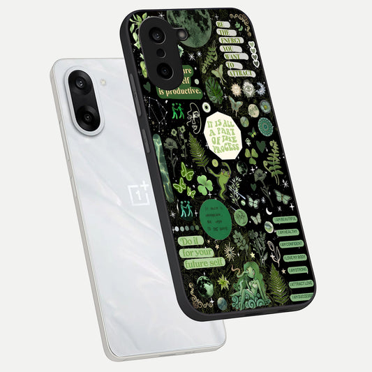 Green Mandala Pattern phone case For Oneplus Nord CE5 showing premium glass back cover with detailed artwork