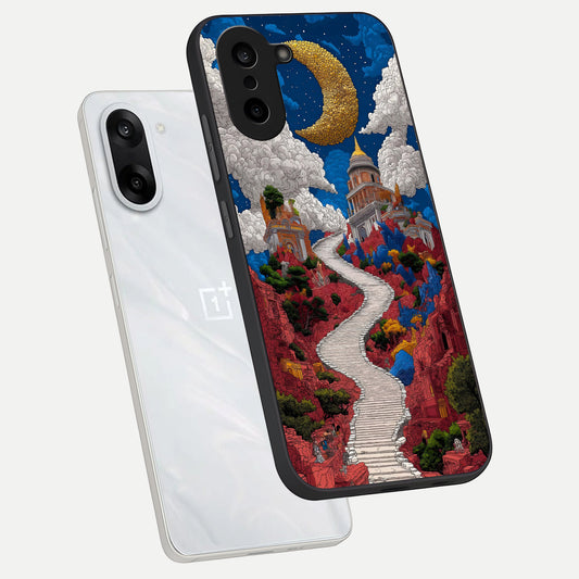 Heavenly Moon Path phone case For Oneplus Nord CE5 showing premium glass back cover with detailed artwork