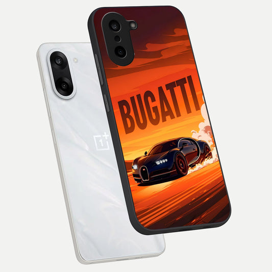 Inferno Bugatti Storm phone case For Oneplus Nord CE5 showing premium glass back cover with detailed artwork