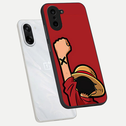 Luffy X Spirit phone case For Oneplus Nord CE5 showing premium glass back cover with detailed artwork