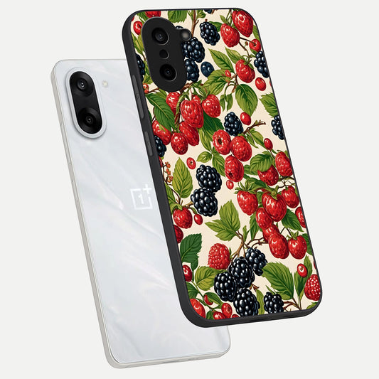 Mixed Berry Collage phone case For Oneplus Nord CE5 showing premium glass back cover with detailed artwork