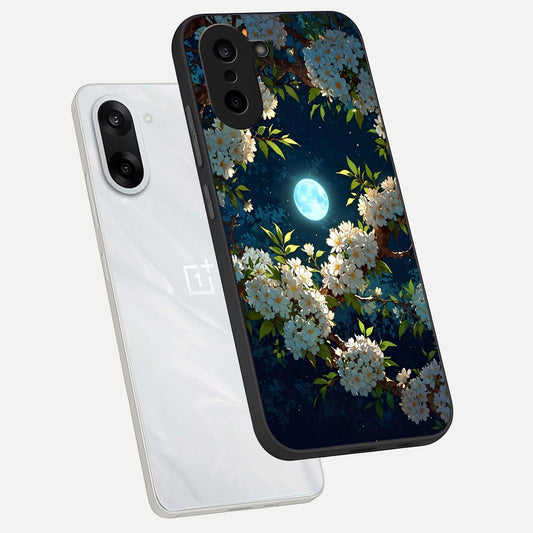 Moonlit Blossom Dream phone case For Oneplus Nord CE5 showing premium glass back cover with detailed artwork
