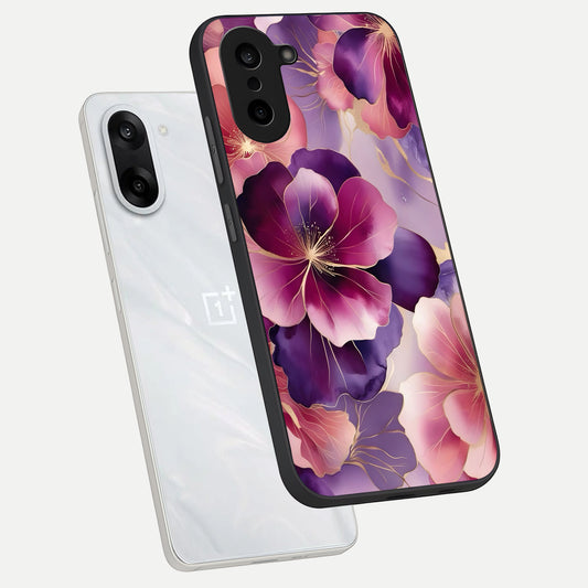 Pink Bouquet Florals phone case For Oneplus Nord CE5 showing premium glass back cover with detailed artwork