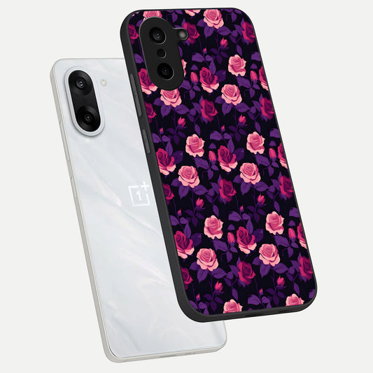 Rose Garden Twilight phone case For Oneplus Nord CE5 showing premium glass back cover with detailed artwork