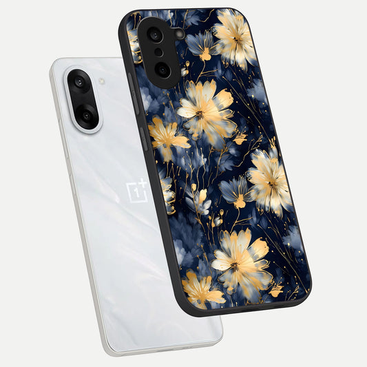 Royal Petal Dream phone case For Oneplus Nord CE5 showing premium glass back cover with detailed artwork