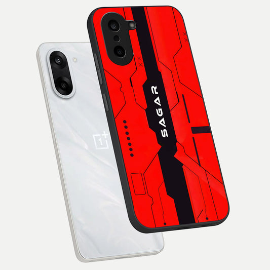 Voltage Rise CYBERPUNK Custom Name phone case For Oneplus Nord CE5 showing premium custom name glass back cover