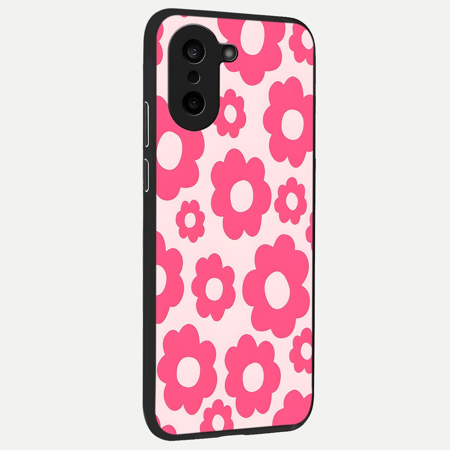 Blush Flower Pop back cover For Oneplus Nord CE5 slim fit glass case with vibrant aesthetic design