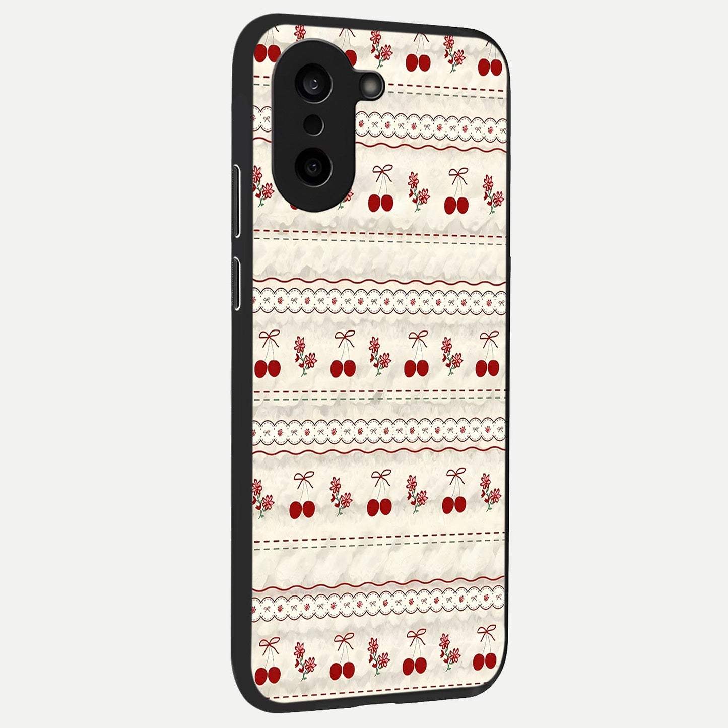 Cherry Bloom Charm back cover For Oneplus Nord CE5 slim fit glass case with vibrant aesthetic design
