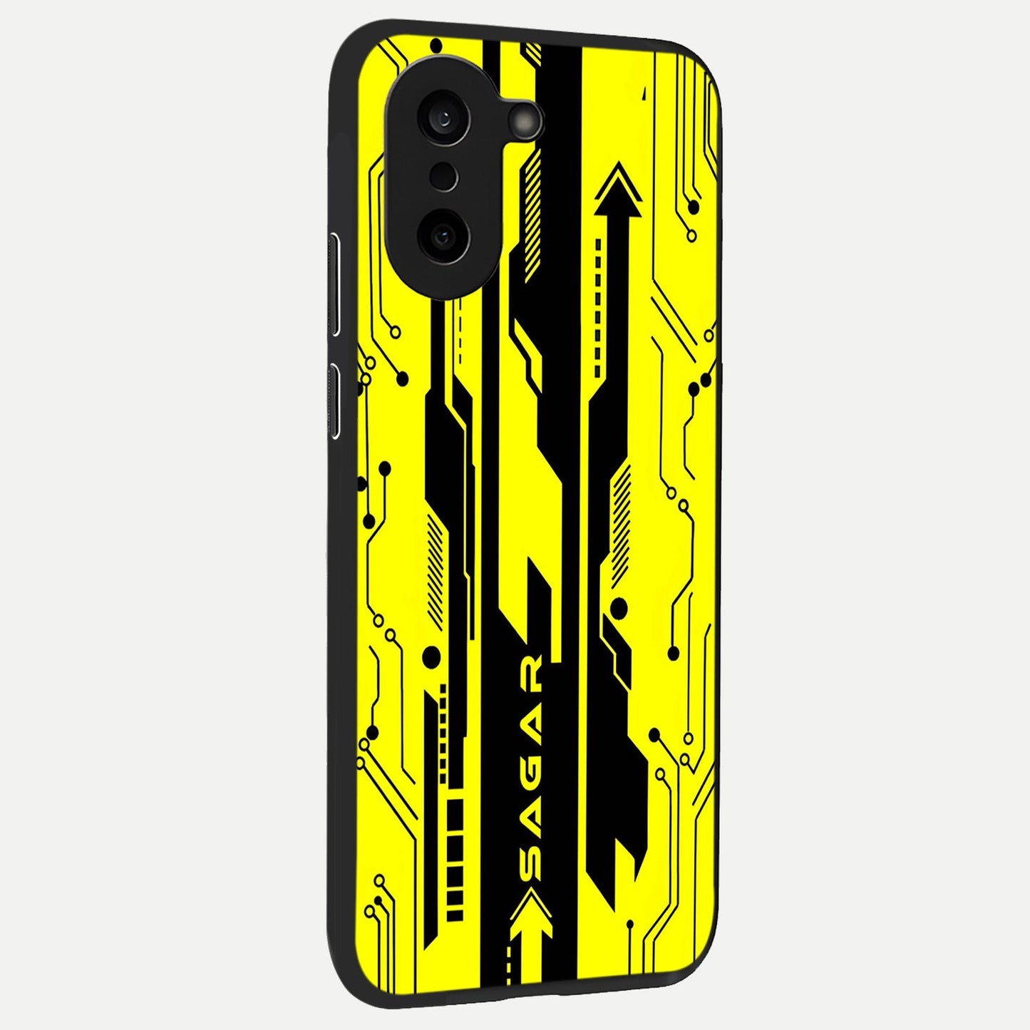 Electric Pulse CYBERPUNK Custom Name back cover For Oneplus Nord CE5 slim fit glass case with vibrant aesthetic design