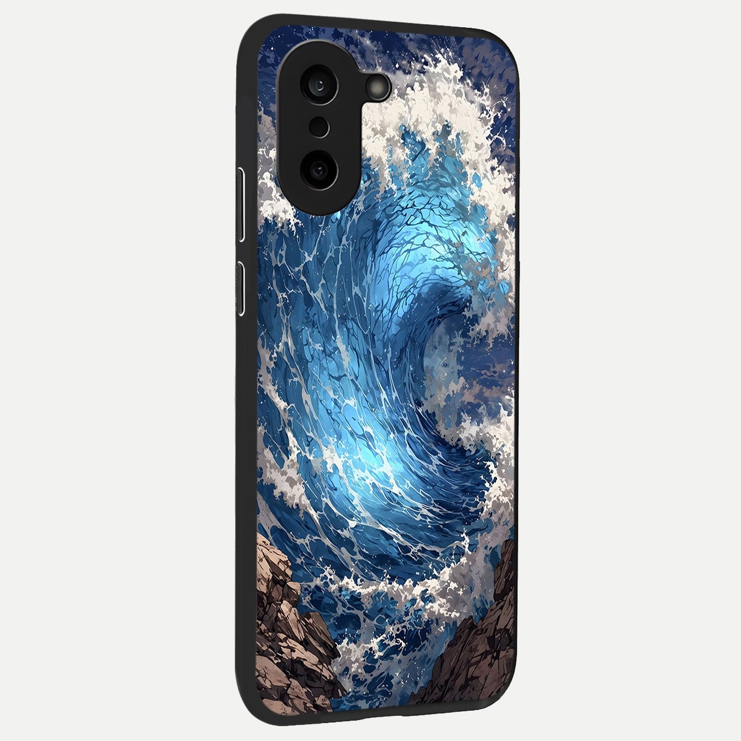Giant Ocean Wave back cover For Oneplus Nord CE5 slim fit glass case with vibrant aesthetic design
