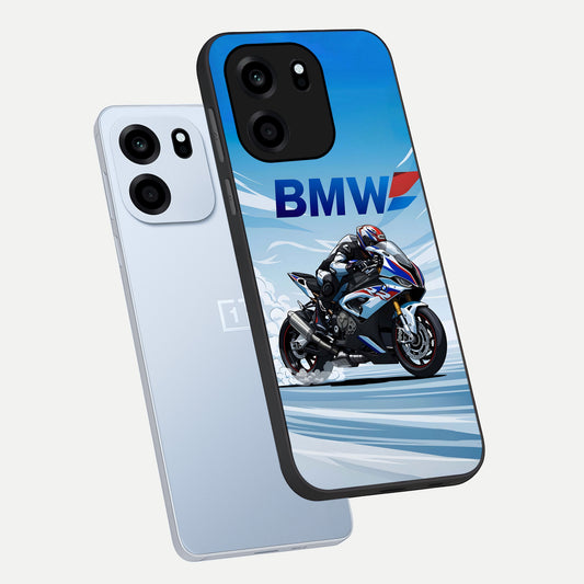BMW Power Drift phone case For OnePlus Nord CE 6 showing premium glass back cover with detailed artwork