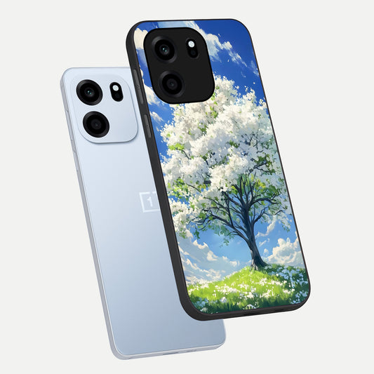 Blossom Sky Serenity phone case For OnePlus Nord CE 6 showing premium glass back cover with detailed artwork