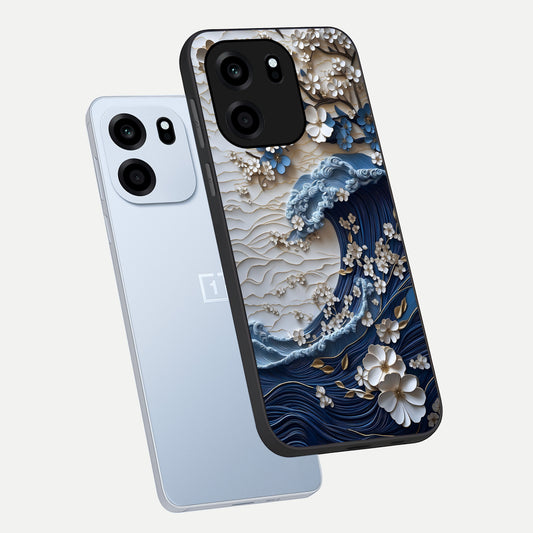 Blossom Wave Art phone case For OnePlus Nord CE 6 showing premium glass back cover with detailed artwork