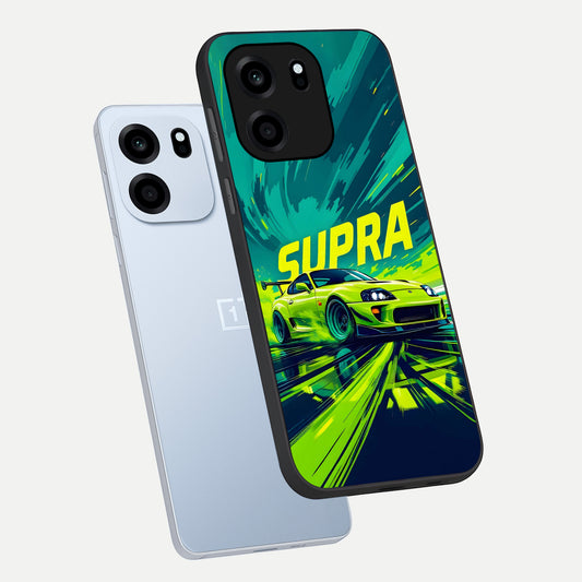Electric Supra Thunder phone case For OnePlus Nord CE 6 showing premium glass back cover with detailed artwork