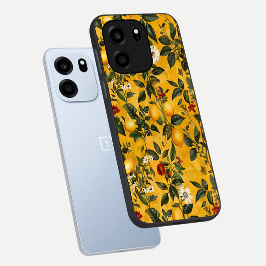 Golden Lemon Field phone case For OnePlus Nord CE 6 showing premium glass back cover with detailed artwork
