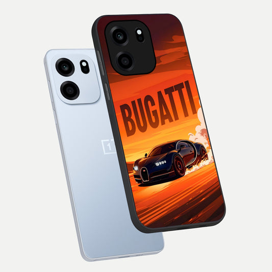 Inferno Bugatti Storm phone case For OnePlus Nord CE 6 showing premium glass back cover with detailed artwork
