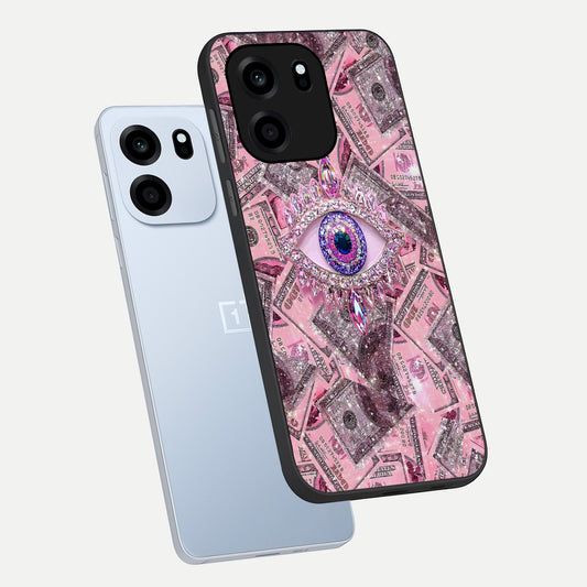 Money Eye Luxe phone case For OnePlus Nord CE 6 showing premium glass back cover with detailed artwork