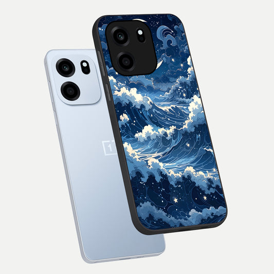Ocean Moon Waves phone case For OnePlus Nord CE 6 showing premium glass back cover with detailed artwork