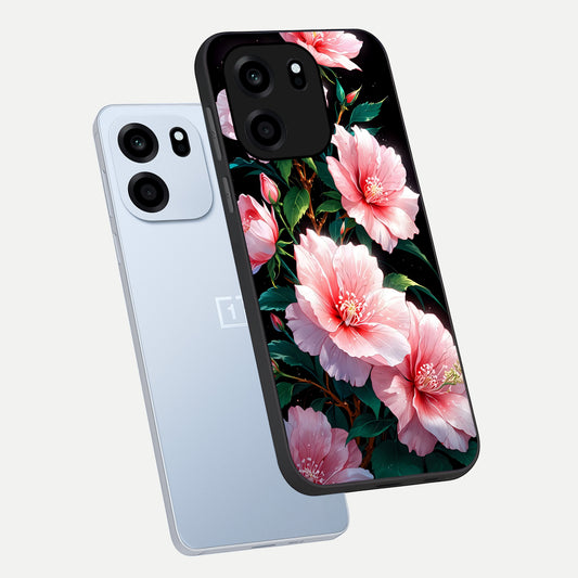 Peach Flower phone case For OnePlus Nord CE 6 showing premium glass back cover with detailed artwork