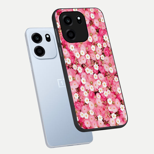 Pink Daisy Bliss phone case For OnePlus Nord CE 6 showing premium glass back cover with detailed artwork