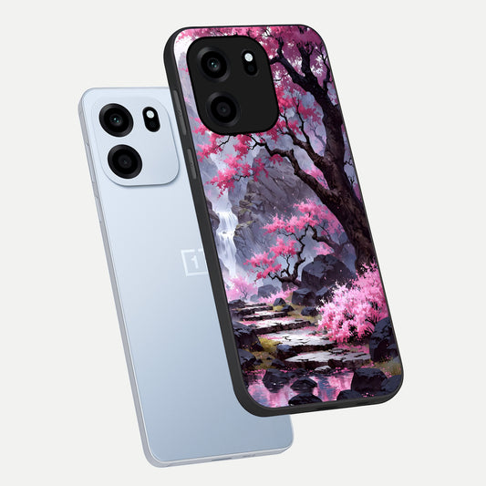 Pink Sunflower Glow phone case For OnePlus Nord CE 6 showing premium glass back cover with detailed artwork