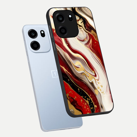 Red And White Marble phone case For OnePlus Nord CE 6 showing premium glass back cover with detailed artwork