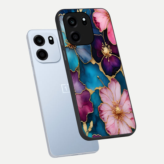 Sparkle Floral phone case For OnePlus Nord CE 6 showing premium glass back cover with detailed artwork