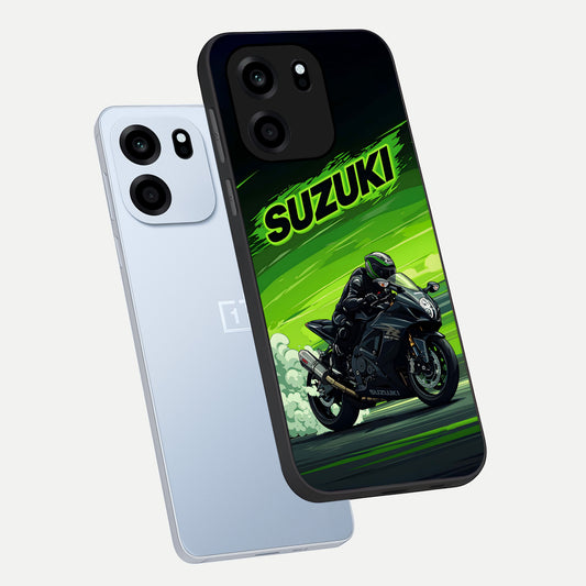 Suzuki Speed Beast phone case For OnePlus Nord CE 6 showing premium glass back cover with detailed artwork