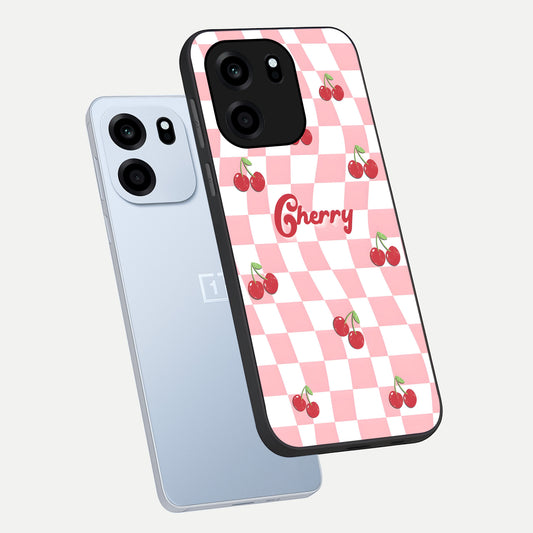 Sweet Cherry Vibes phone case For OnePlus Nord CE 6 showing premium glass back cover with detailed artwork