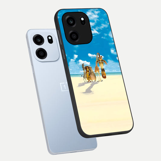 Tropical Fun Squad phone case For OnePlus Nord CE 6 showing premium glass back cover with detailed artwork