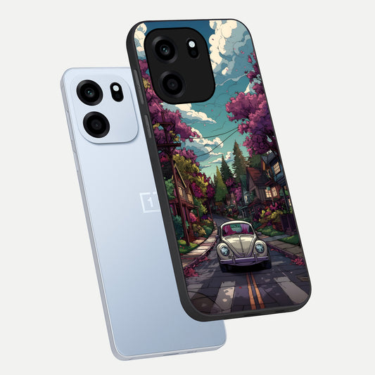 Vintage Street Drive phone case For OnePlus Nord CE 6 showing premium glass back cover with detailed artwork