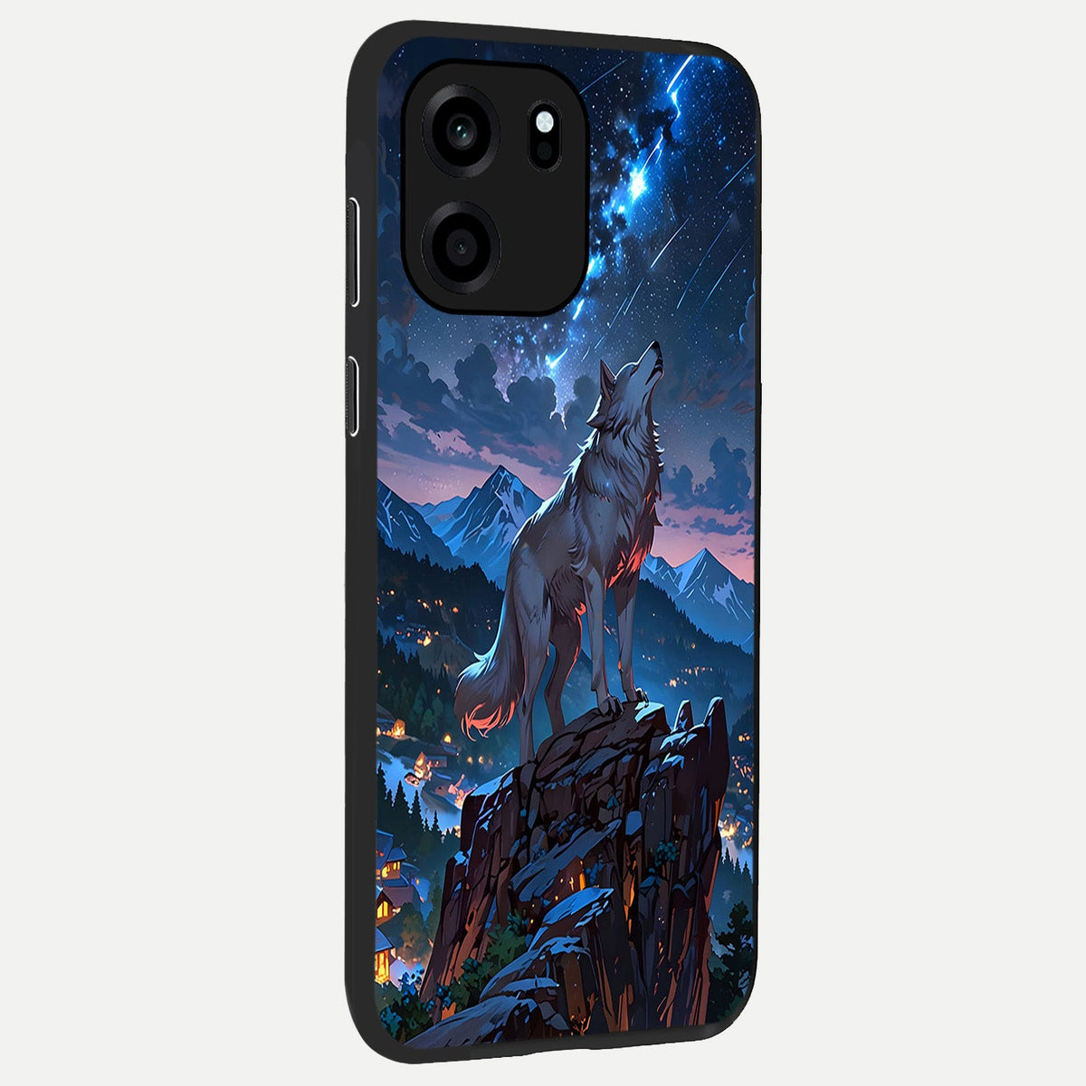 Celestial Wolf Howl back cover For OnePlus Nord CE 6 slim fit glass case with vibrant aesthetic design