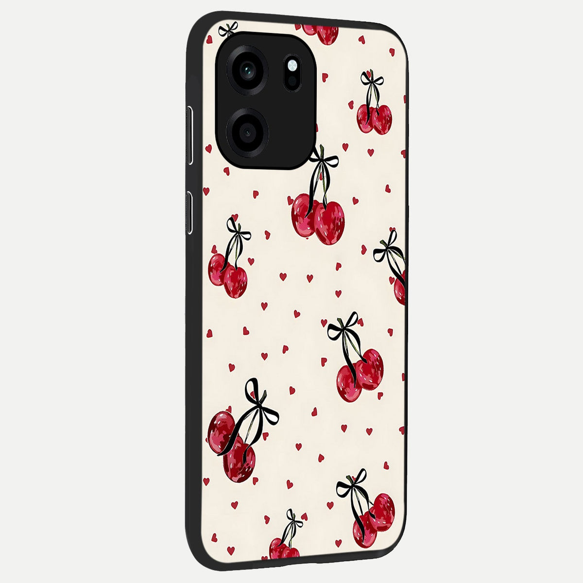 Cherry Heart Bow back cover For OnePlus Nord CE 6 slim fit glass case with vibrant aesthetic design