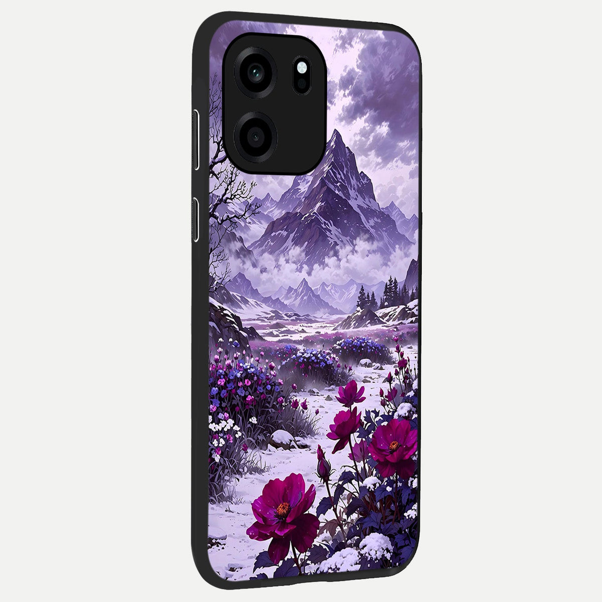 Flower Mountain View back cover For OnePlus Nord CE 6 slim fit glass case with vibrant aesthetic design